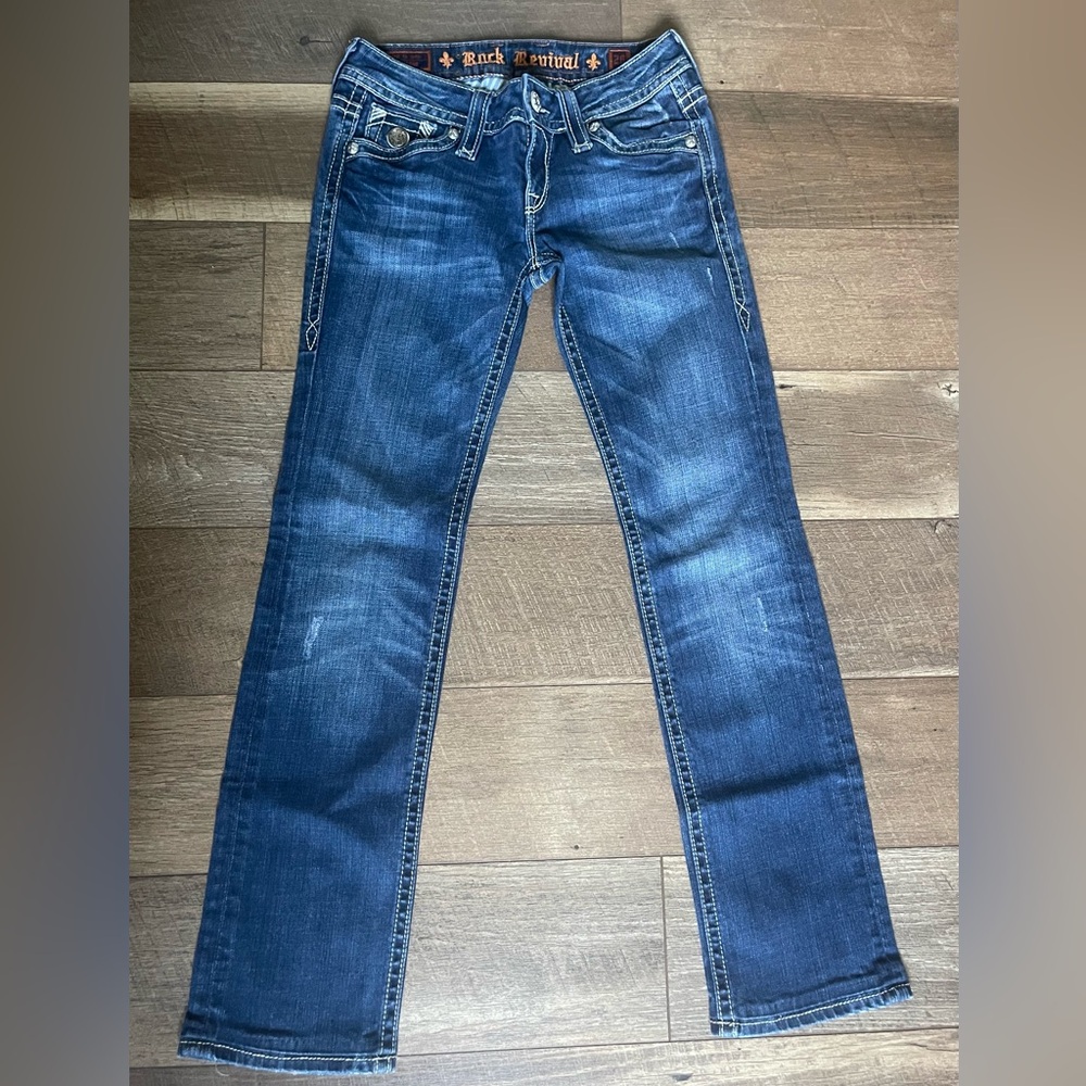 Rock Revival Ladies Distressed Tori Jeans Sz 28